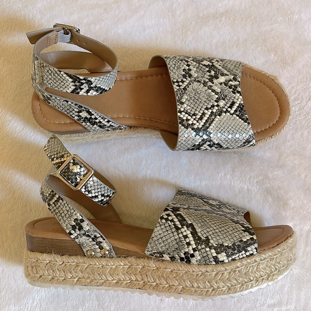 snake skin platform sandal